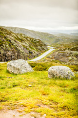 Road landscape in norwegian mountains