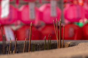 Asian Incense at a Buddhist Temple