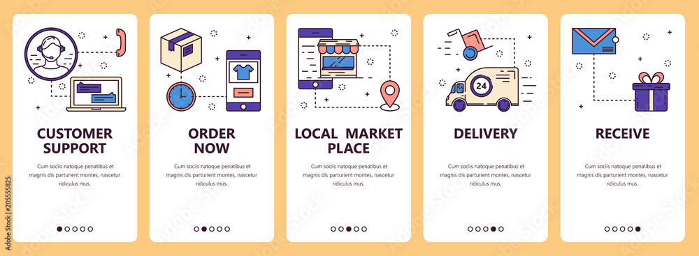 Poster vector line art web and mobile app template set