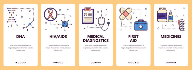 Vector line art web and mobile app template set