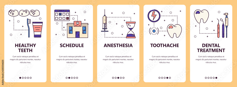 Poster vector line art web and mobile app template set