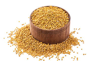 Mustard seeds isolated on white background with clipping path