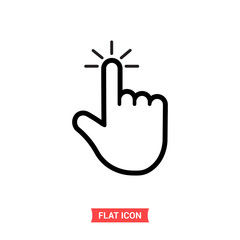 Pointer vector icon, touch symbol. Flat sign illustration for web or mobile app. Press pictogram