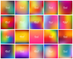 Mega pack of 20 blurred abstract background. Colorful tone color collection set. Wallpaper and Texture concept.