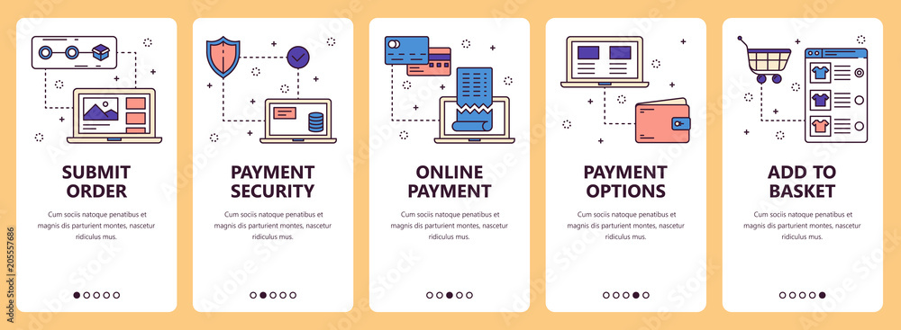 Poster vector line art web and mobile app template set