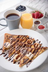 french toast with banana and chocolate