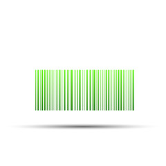 Green barcode on a white background with a shadow