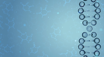 DNA molecules and chemical formulas. Vector background