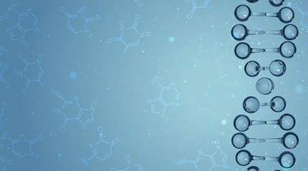DNA molecules and chemical formulas. Vector background