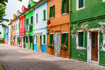 Fototapeta na wymiar Colorful Homes of Burano, Italy