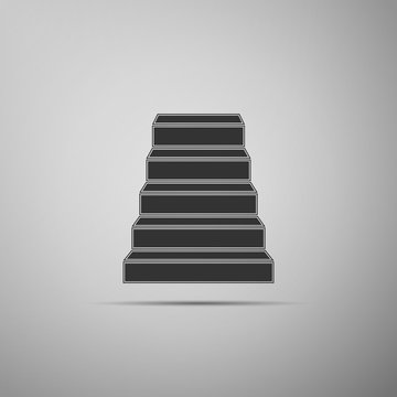 Staircase icon isolated on grey background. Flat design. Vector Illustration