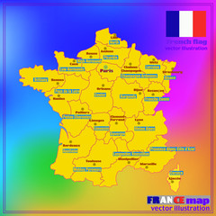 Obraz premium Map of France with French regions. Vector.