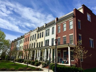 Fototapeta na wymiar Row houses in the Brookland neighborhood of Washington, D.C.