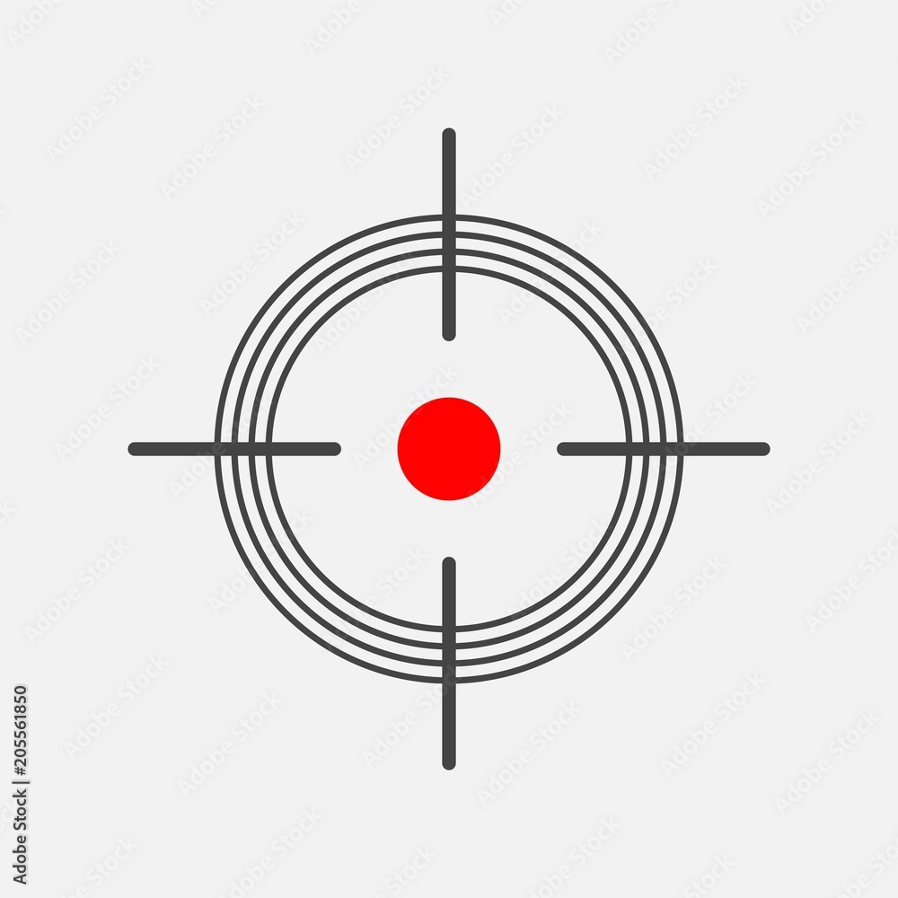 Poster target target icon. vector symbol of the target. vector illustration on a gray background.