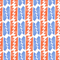 Geometric watercolor ethnic pattern seamless with natural paper textures and watercolor effects.