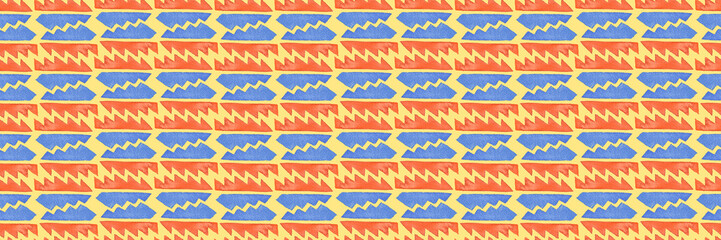 Fototapeta premium Geometric watercolor ethnic pattern seamless with natural paper textures and watercolor effects.