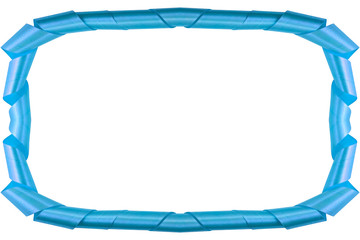 The frame is made of blue satin ribbon, laid out by turns on a white background in the form of a...
