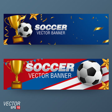 Set of Football Event Banner Header Ad Template Design