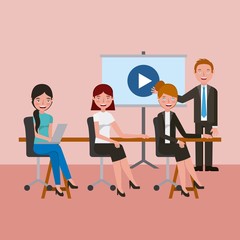 professor classroom teaching students learning education vector illustration