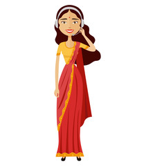 Cartoon indian illustration of a smiling customer support operator vector illustration isolated 