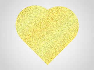 Vector illustration. Golden glitter effect. Heart sticker.