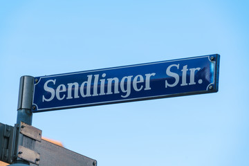 Street sign in the city, Munich, Germany