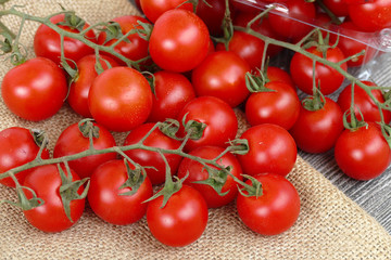 healthy vine tomatoes on the black back ground.
