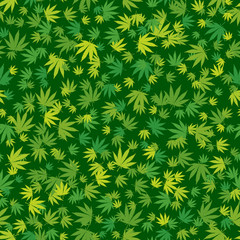 Hand drawn marijuana leaf seamless pattern