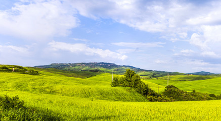 hilly Rural mountain landscape in the Italian Tuscany