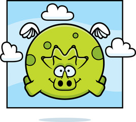 Cartoon Triceratops in the Sky