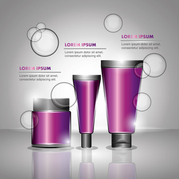 cosmetics plastics bottles skincare collection vector illustration