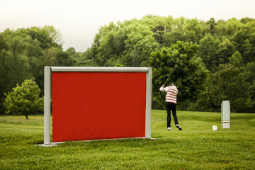 Golf Course With Mock Up Billboard 