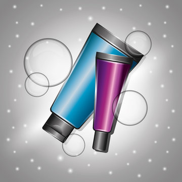 cosmetics cream tubes skincare template vector illustration