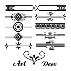 art deco vignette vintage ornament abstract collection vector illustration