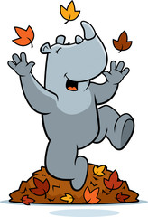 Cartoon Rhino Autumn