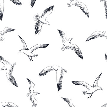 gulls seamless pattern