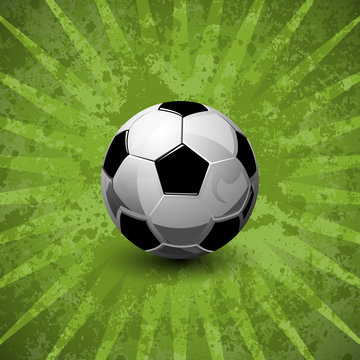 Football soccer ball on green field background vector illustration
