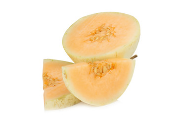 Naklejka na ściany i meble melon(sunlady) slice. half. isolated on white background