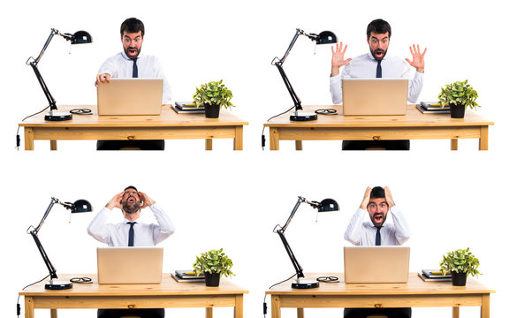 Frustrated businessman in his office