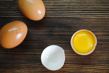 Chicken eggs and yolk