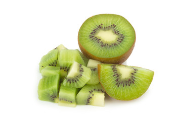 Kiwi fruits piece. slice. half. isolated on white background