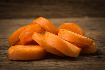 carrot sliced on old wood
