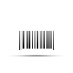 Black barcode on a white with shadow