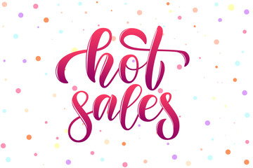 vector calligraphy phrase hot sales for banner icon tag card promotion of woman clothes cosmetics shop