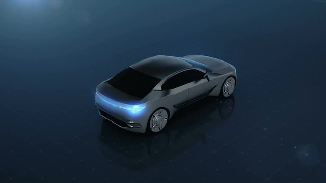 Rotating Electronic, hybrid, lithium ion battery echo car. eco-friendly future car. 4k movie.
