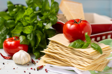 Italian cuisine is lasagna. products for lasagna