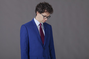 Sad man in blue jacket