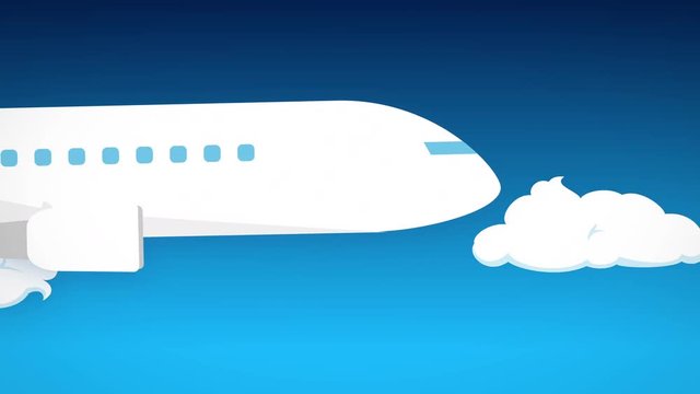 フラットデザインの飛行機のアニメーション