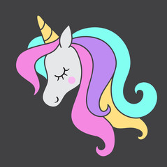 Head of the unicorn. Design element for print on clothes.