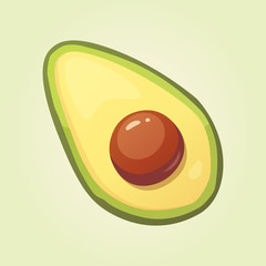 Realistic fresh avocado fruit. Vector illustration in cartoon style.